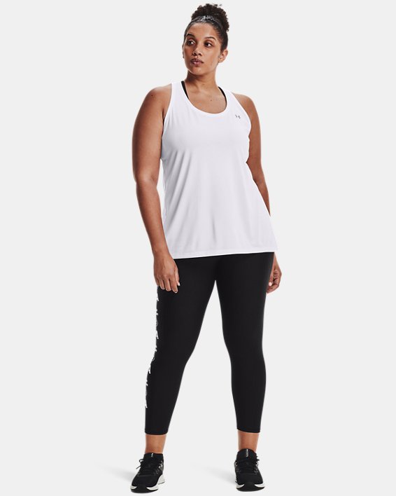 Damen HeatGear® Armour Ankle-Leggings mit rutschsicherem Bund und mit Grafik, Black, pdpMainDesktop image number 2